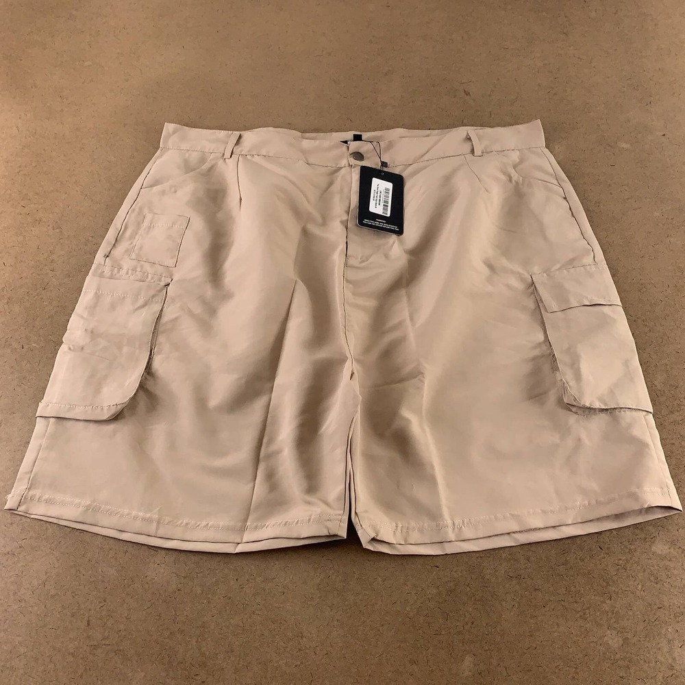 Pretty Little Thing Womens Plus 24 Beige Stone Pockets Front Cargo Shorts New